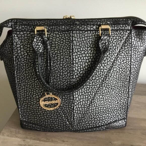 Sorrentino Handbags - Sorrentino Black and Silver Snakeskin Handbag